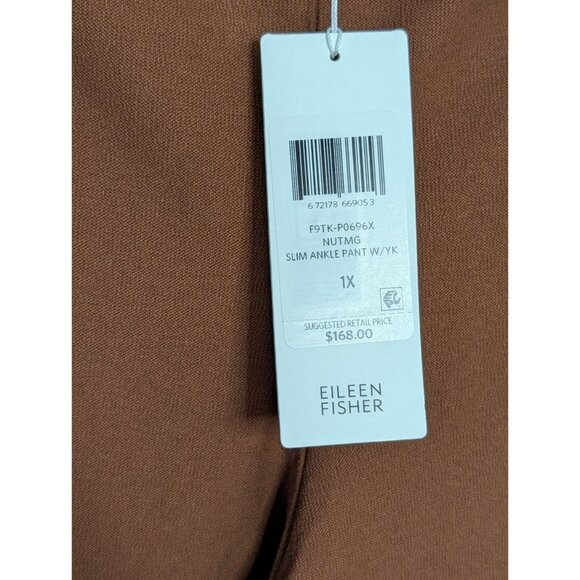 Eileen Fisher Womans Slim Ankle Pants Nutmeg 1X Washable Stretch Crepe Knit NWT - Picture 3 of 16